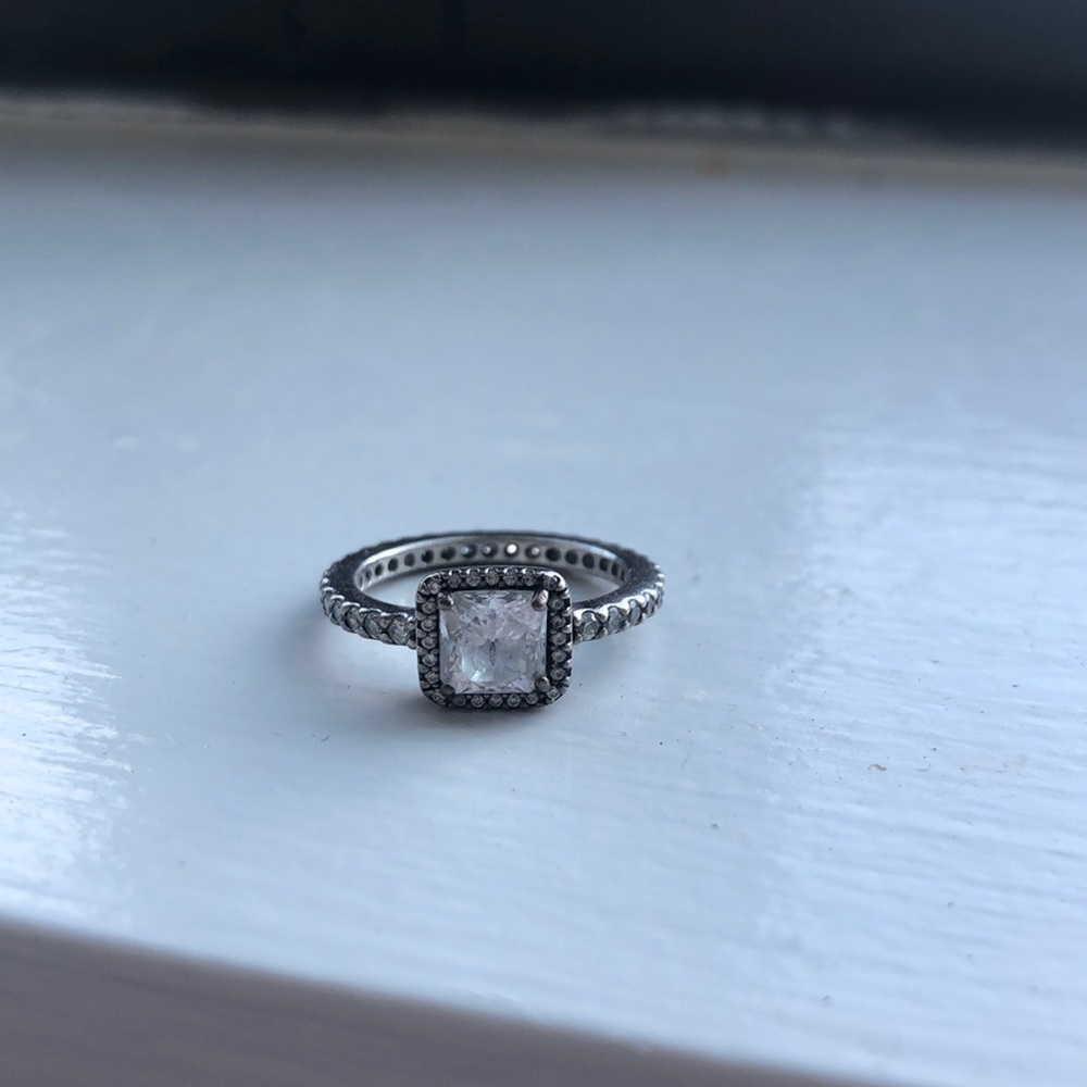 PANDORA - Square Sparkle Halo Ring Best Seller Sterling Silver S925 ALE stamp